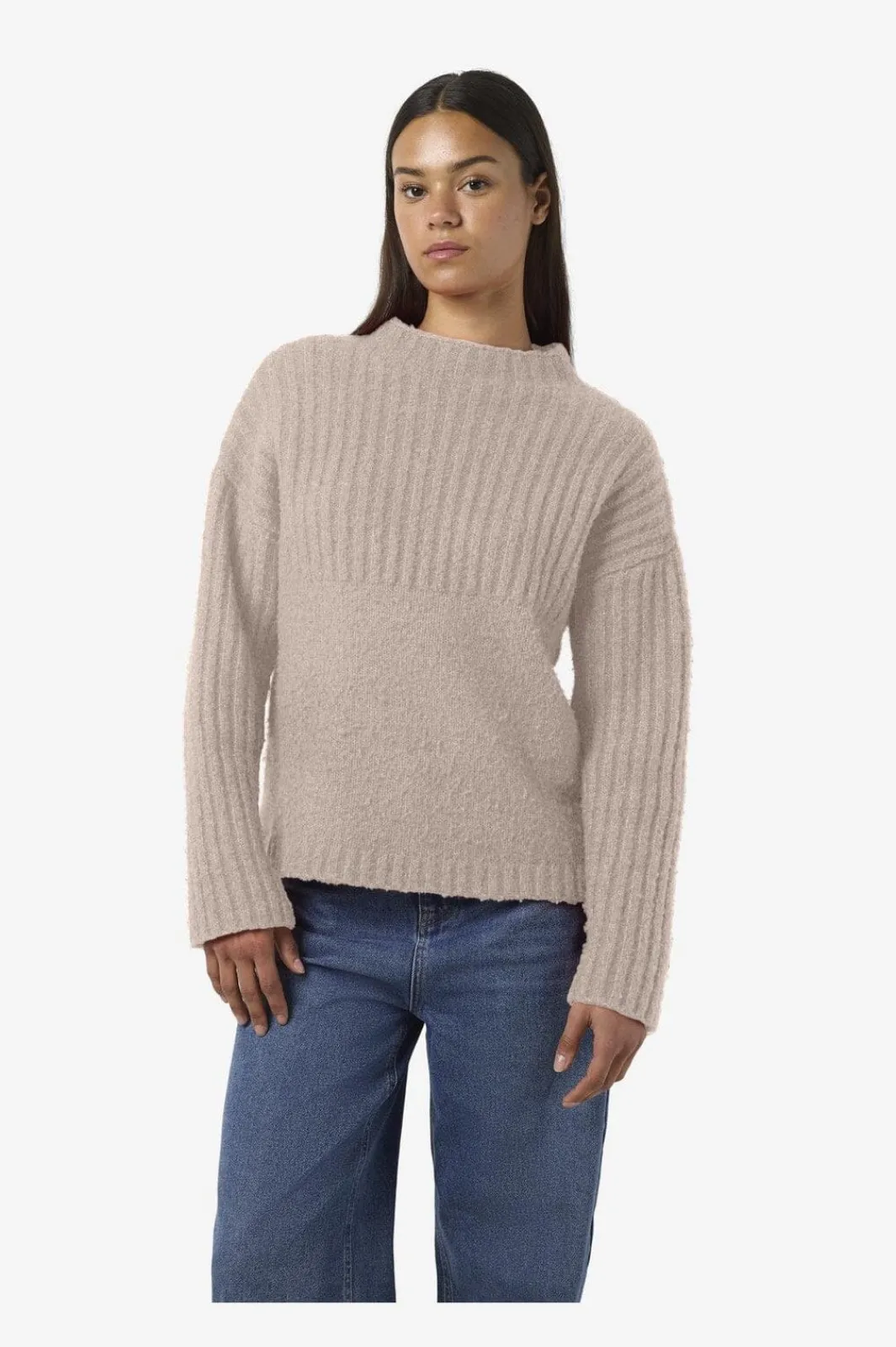New Nmnyla L/S Loose High Neck Knit Fwd Dd Strik|Bluser & Skjorter