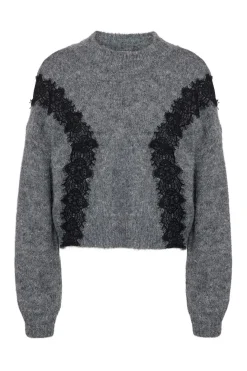 Noisy May Strik|Bluser & Skjorter<Nmsutton L/S O-Neck Lace Knit Fwd