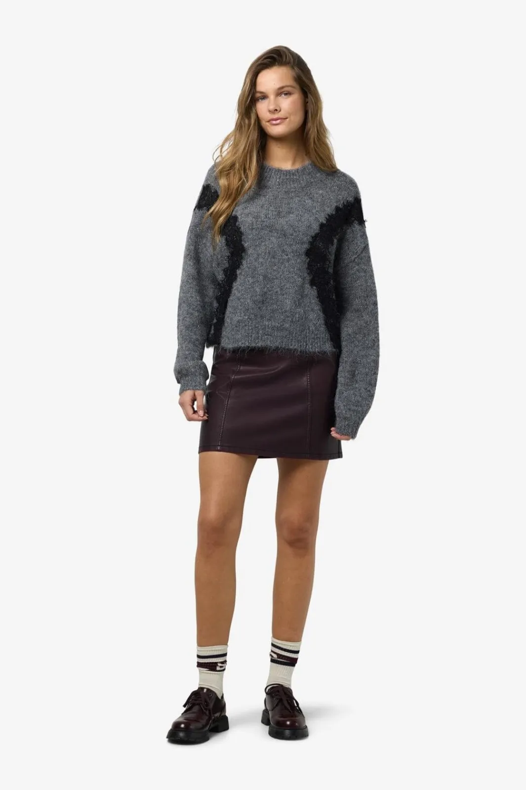 Noisy May Strik|Bluser & Skjorter<Nmsutton L/S O-Neck Lace Knit Fwd