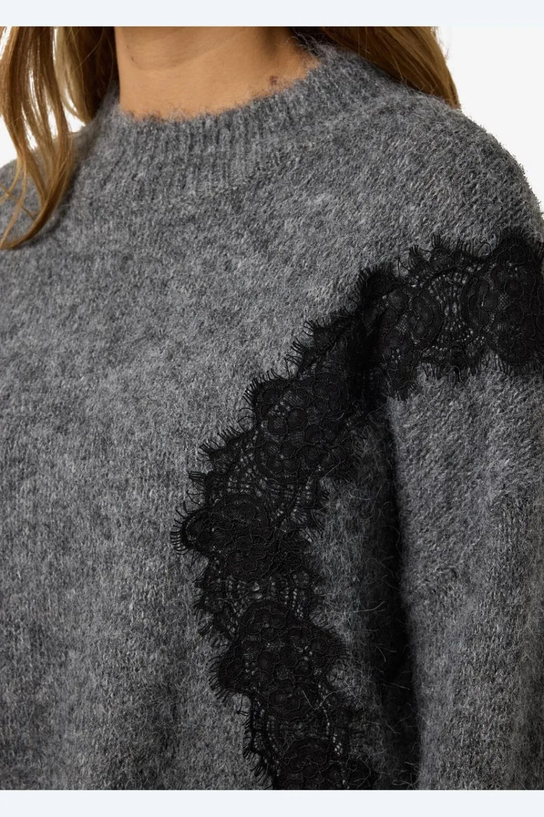 Noisy May Strik|Bluser & Skjorter<Nmsutton L/S O-Neck Lace Knit Fwd
