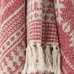 Discount Oia Plaid, Rød, Genanvendt Bomuld 82066518 Dekoration Til Hjemmet