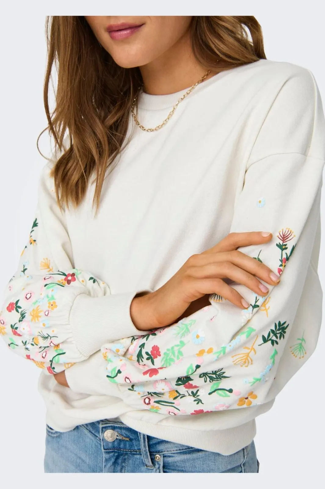 Outlet Onlbrooke L/S O-Neck Flower Swt Sweatsæt & Comfy Wear|Bluser & Skjorter
