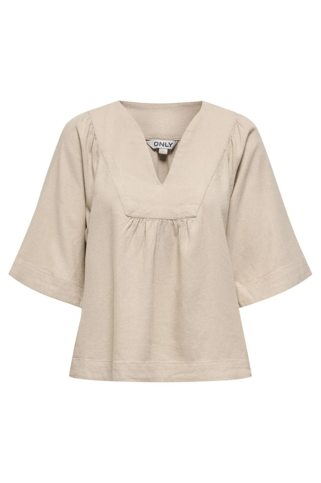 New Onlcaro 2/4 V-Neck Linen Bl Top Cc T-Shirts & Toppe