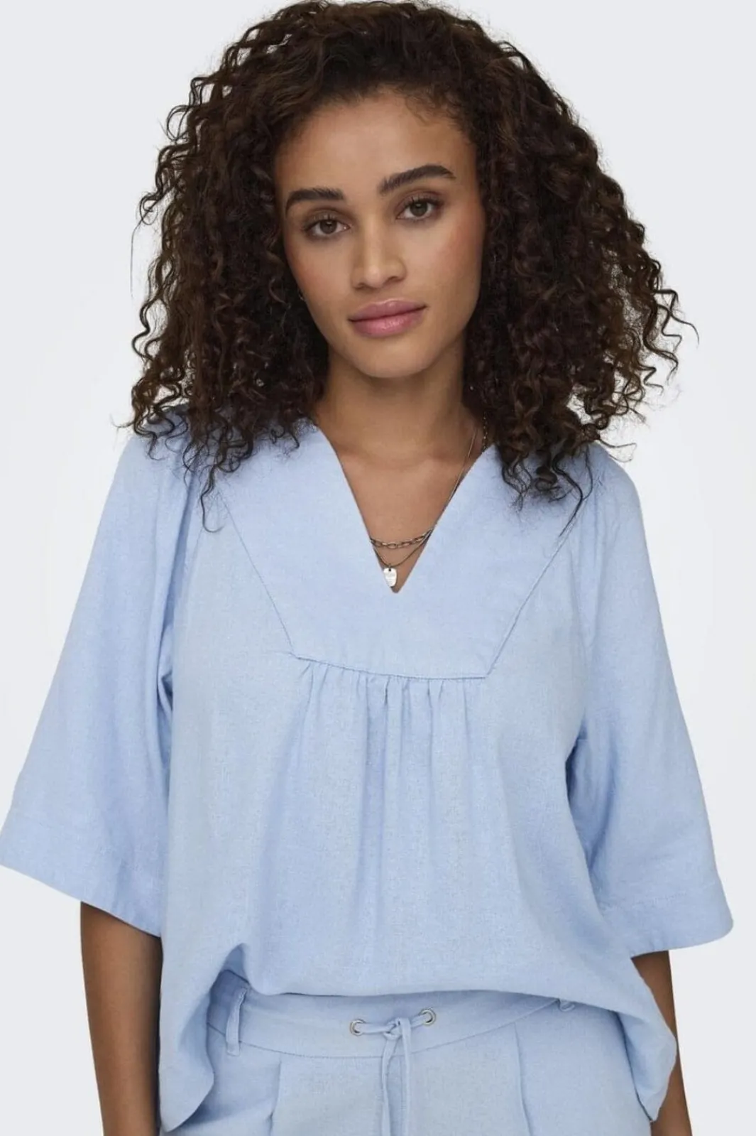 Only T-Shirts & Toppe<Onlcaro 2/4 V-Neck Linen Bl Top Cc