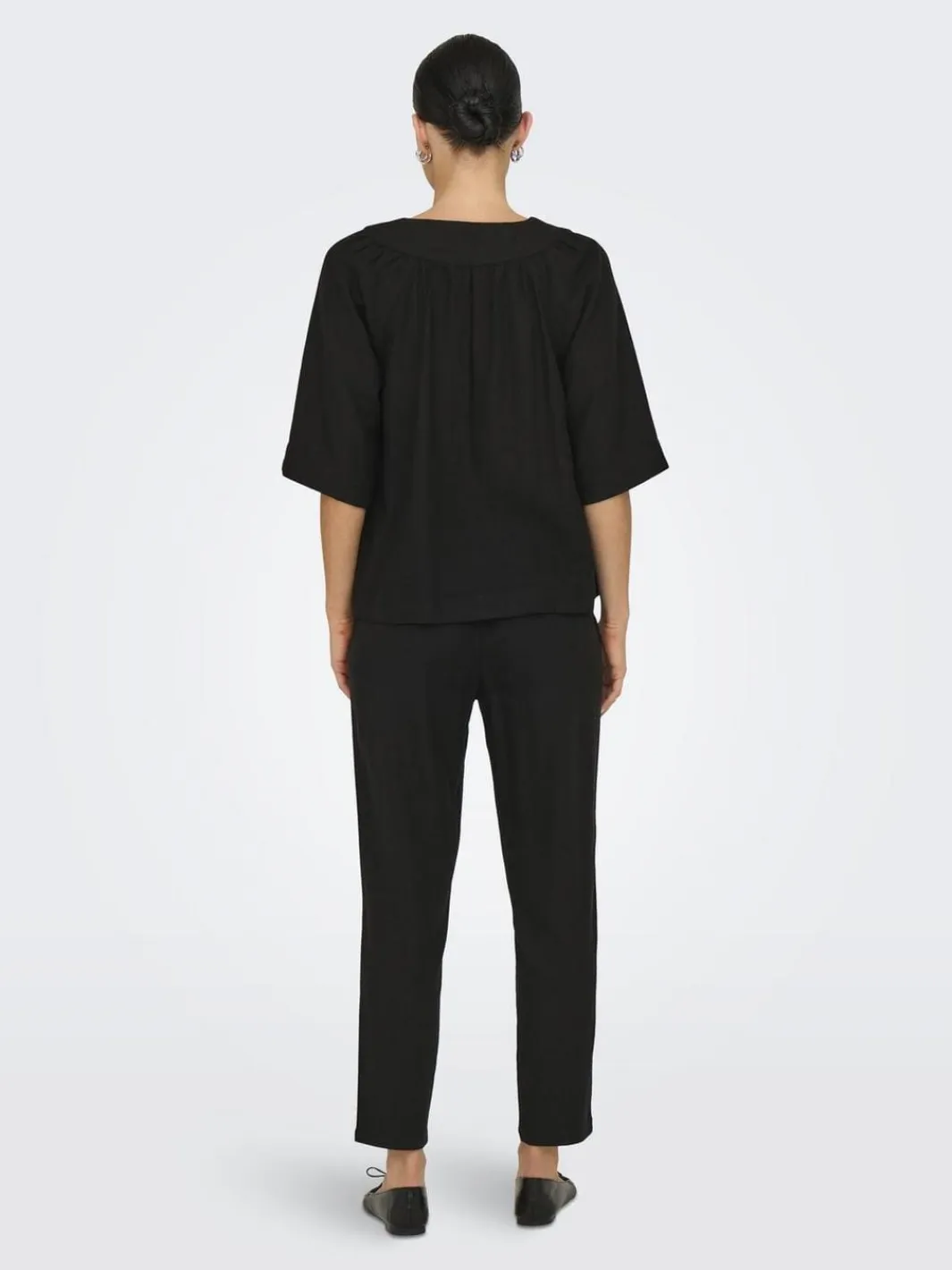 Only T-Shirts & Toppe<Onlcaro 2/4 V-Neck Linen Bl Top Cc