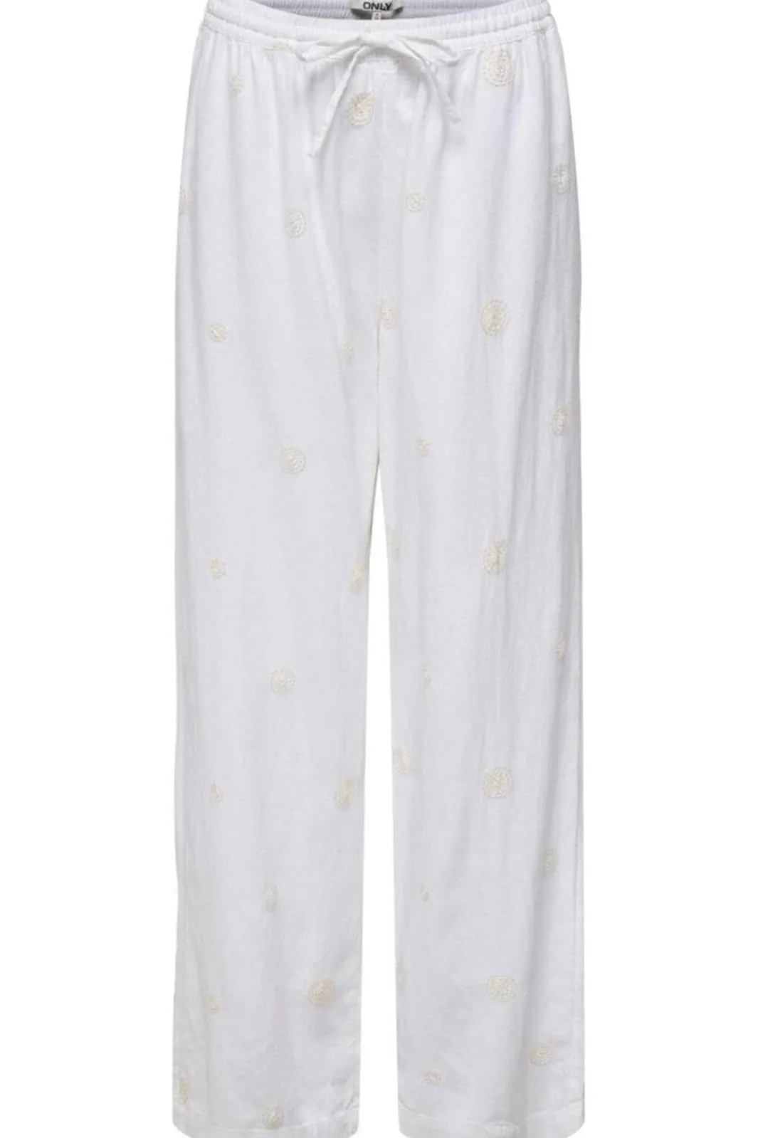 New Onlcaro Linen Bl Emb Wide Pant Cc Sæt 🛍️|Bukser, Jeans & Leggings