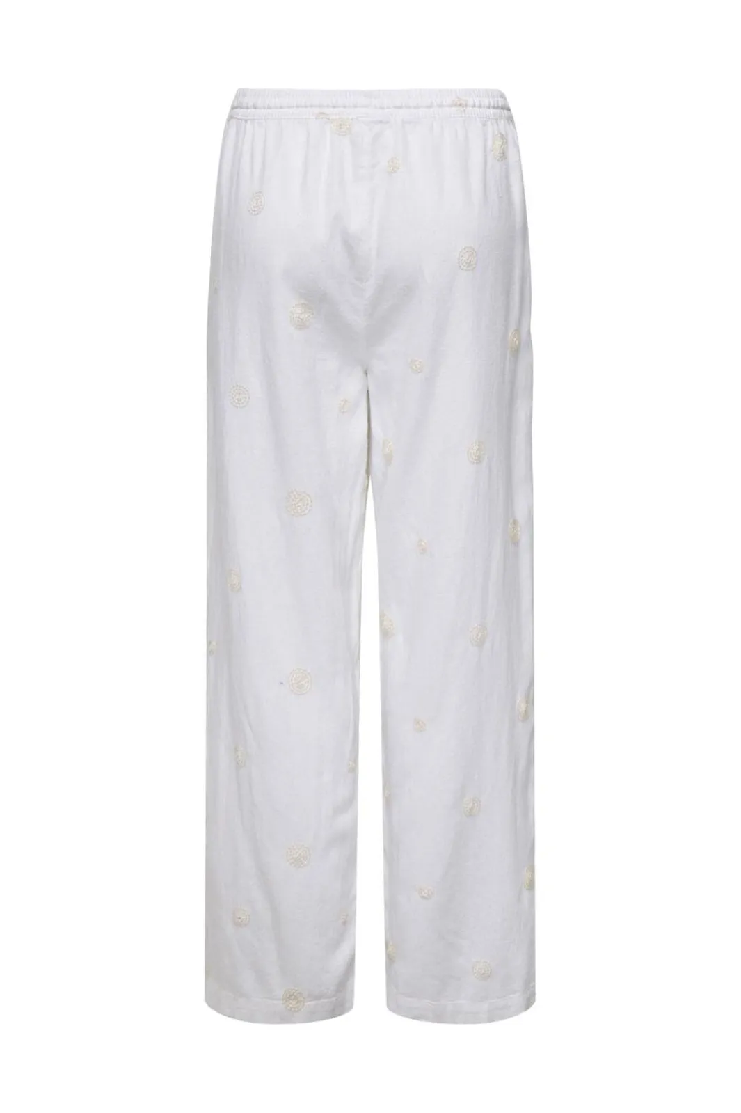 New Onlcaro Linen Bl Emb Wide Pant Cc Sæt 🛍️|Bukser, Jeans & Leggings