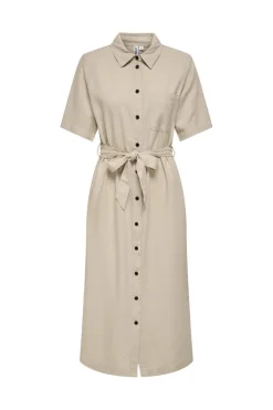 Only Kjoler|Ammevenligt Tøj<Onlcaro S/S Linen Bl Belt Dress Cc