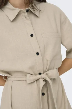 Only Kjoler|Ammevenligt Tøj<Onlcaro S/S Linen Bl Belt Dress Cc