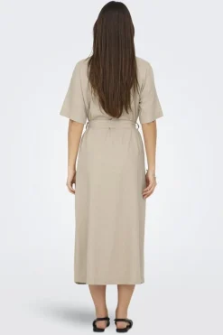 Only Kjoler|Ammevenligt Tøj<Onlcaro S/S Linen Bl Belt Dress Cc