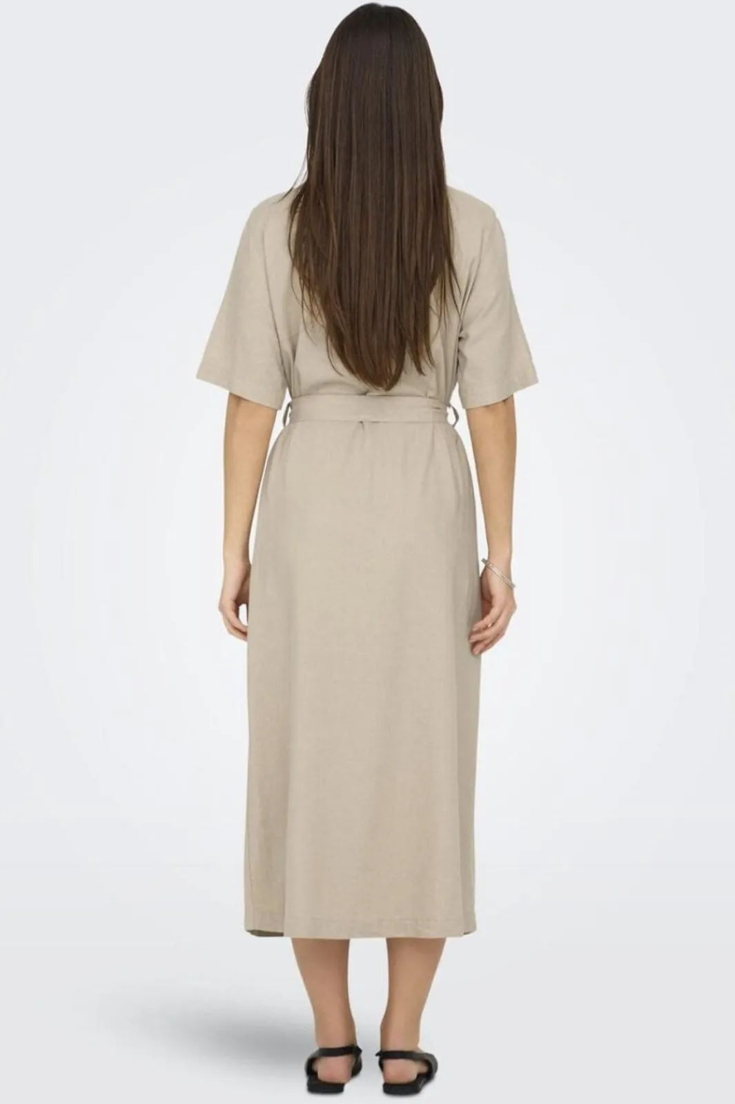 Only Kjoler|Ammevenligt Tøj<Onlcaro S/S Linen Bl Belt Dress Cc