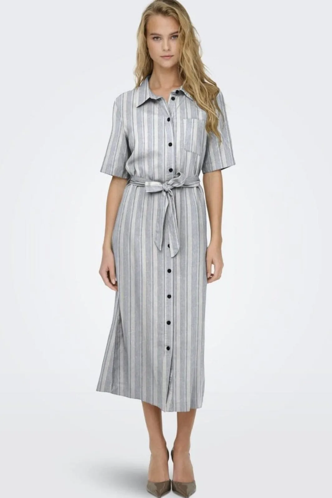 Hot Onlcaro S/S Linen Bl Belt Dress Cc Kjoler|Ammevenligt Tøj