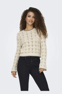 Only Bluser & Skjorter|Strik<Onlcrystal Life Ls Detail O-Neck Knt
