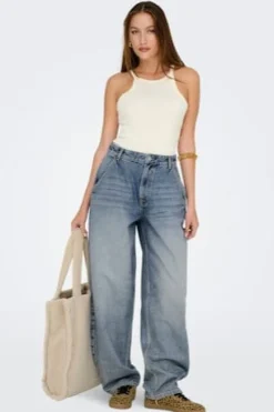 Only Bukser, Jeans & Leggings<Onlgia Mid Loose Baggy Dot413