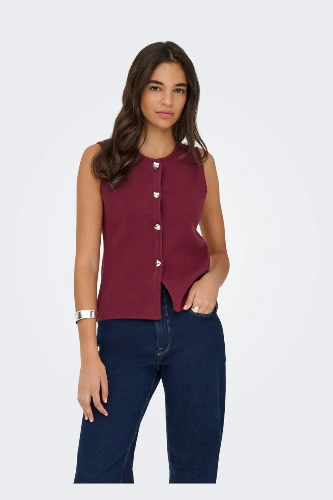 Sale Onlibi Button Sl Vest Cc Knt T-Shirts & Toppe