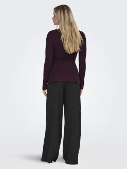Only Strik|Bluser & Skjorter<Onlibi Life Ls V-Neck Rib Peplum Cc Knt