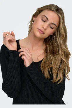 Sale Onlibi Ls V-Neck Rib Peplum Cc Knt Strik|Bluser & Skjorter