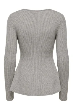 Only Strik|Bluser & Skjorter<Onlibi Ls V-Neck Rib Peplum Cc Knt