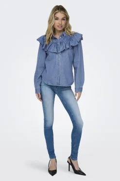 Only Bluser & Skjorter|Ammevenligt Tøj<Onlindigo Ls Frill Shirt Qyt