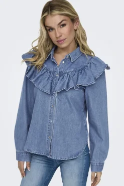 Only Bluser & Skjorter|Ammevenligt Tøj<Onlindigo Ls Frill Shirt Qyt