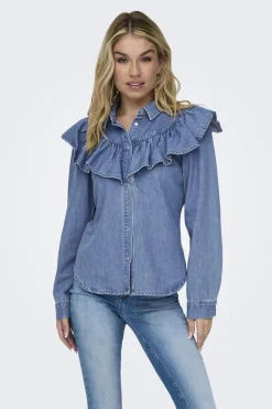 Only Bluser & Skjorter|Ammevenligt Tøj<Onlindigo Ls Frill Shirt Qyt