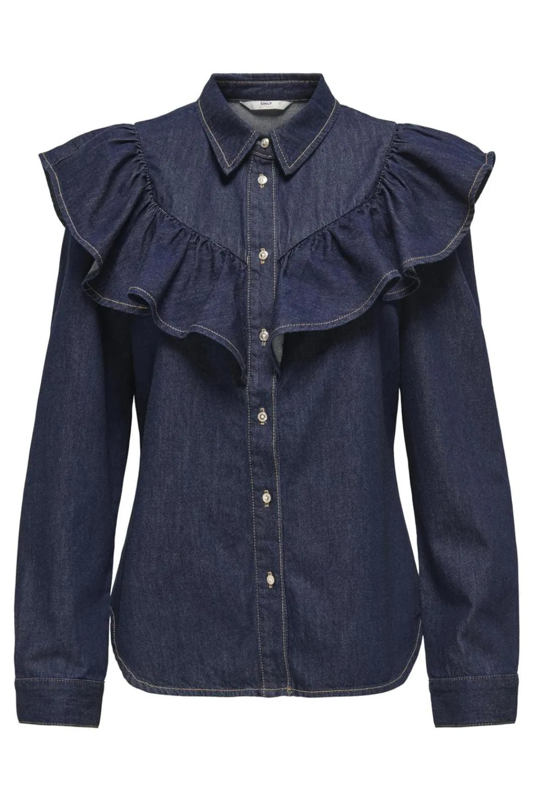 New Onlindigo Ls Frill Shirt Qyt Bluser & Skjorter|Ammevenligt Tøj