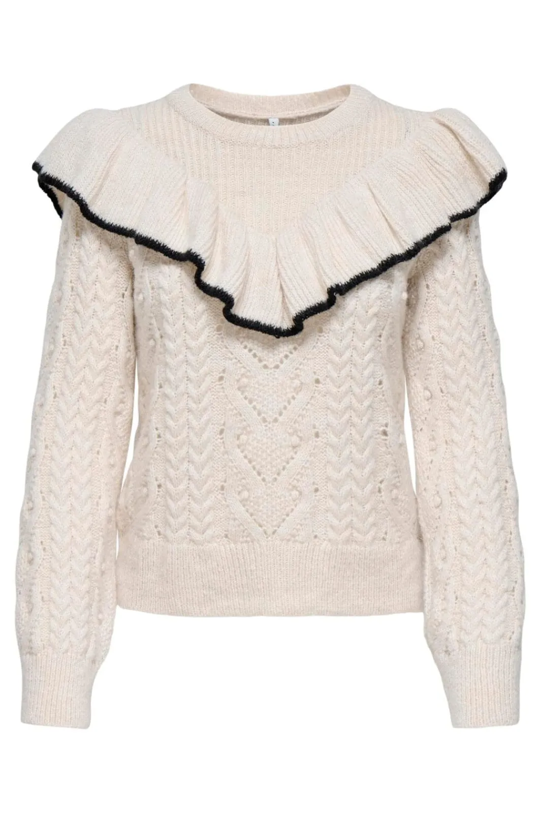 Only Strik|Bluser & Skjorter<Onlisolde Ls Frill O-Neck Knt