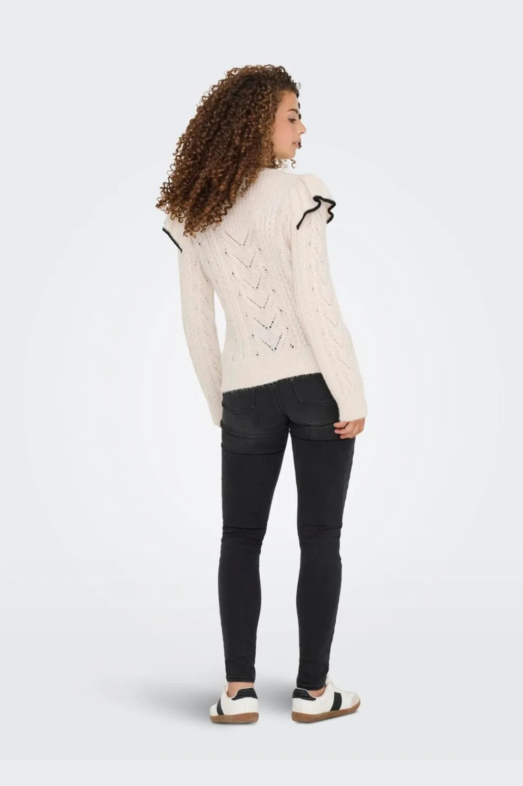 Only Strik|Bluser & Skjorter<Onlisolde Ls Frill O-Neck Knt