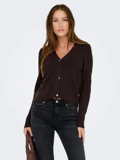 Onlkatia Ls Cable V-Neck Cardi Knt Nca Cardigans