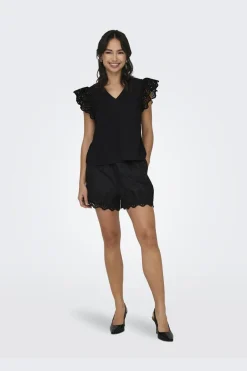 Best Onllou Life Emb S/S Frill Top T-Shirts & Toppe