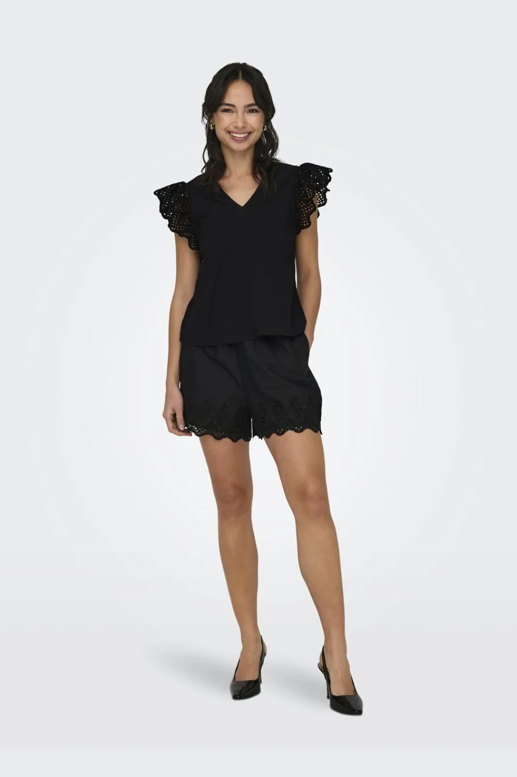 Best Onllou Life Emb S/S Frill Top T-Shirts & Toppe