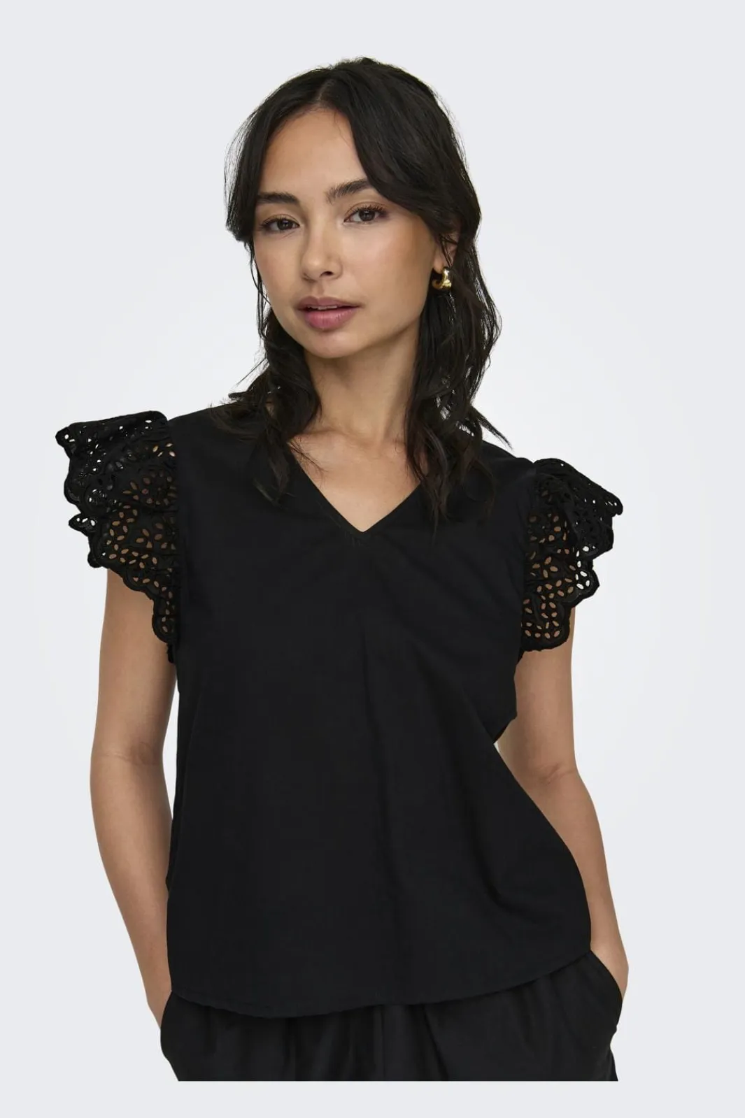 Best Onllou Life Emb S/S Frill Top T-Shirts & Toppe