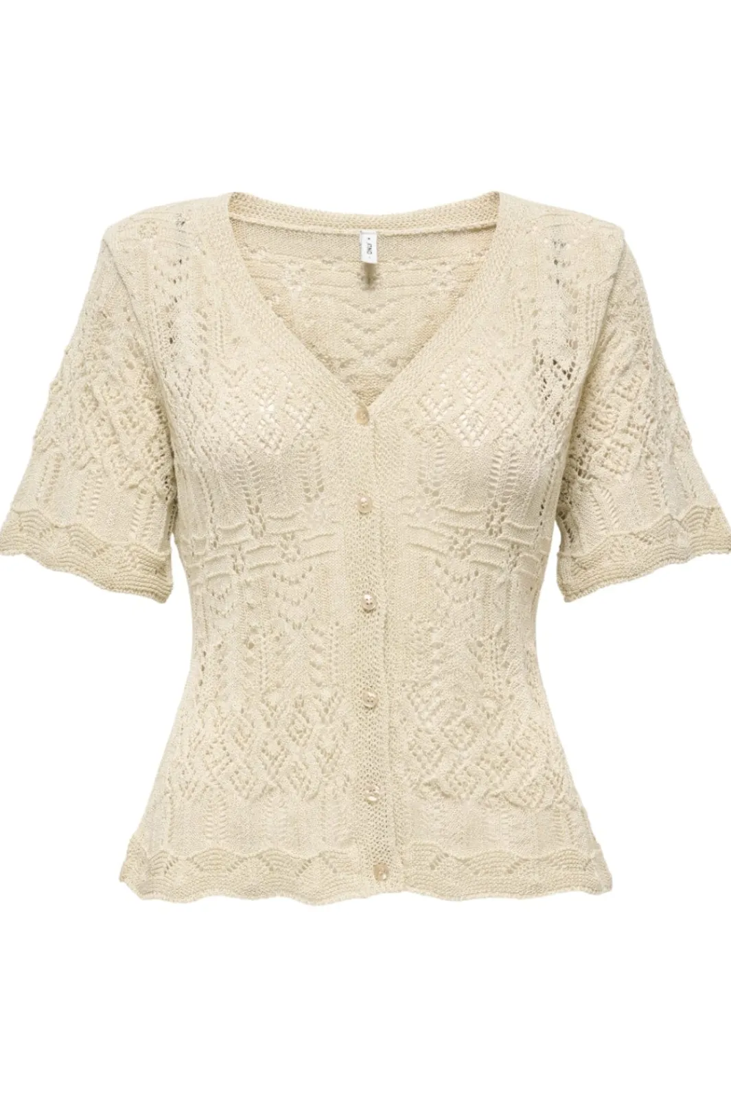 Only T-Shirts & Toppe|Ammevenligt Tøj<Onllovely Ss Glitter Button Top Knt