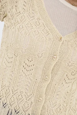 Only T-Shirts & Toppe|Ammevenligt Tøj<Onllovely Ss Glitter Button Top Knt