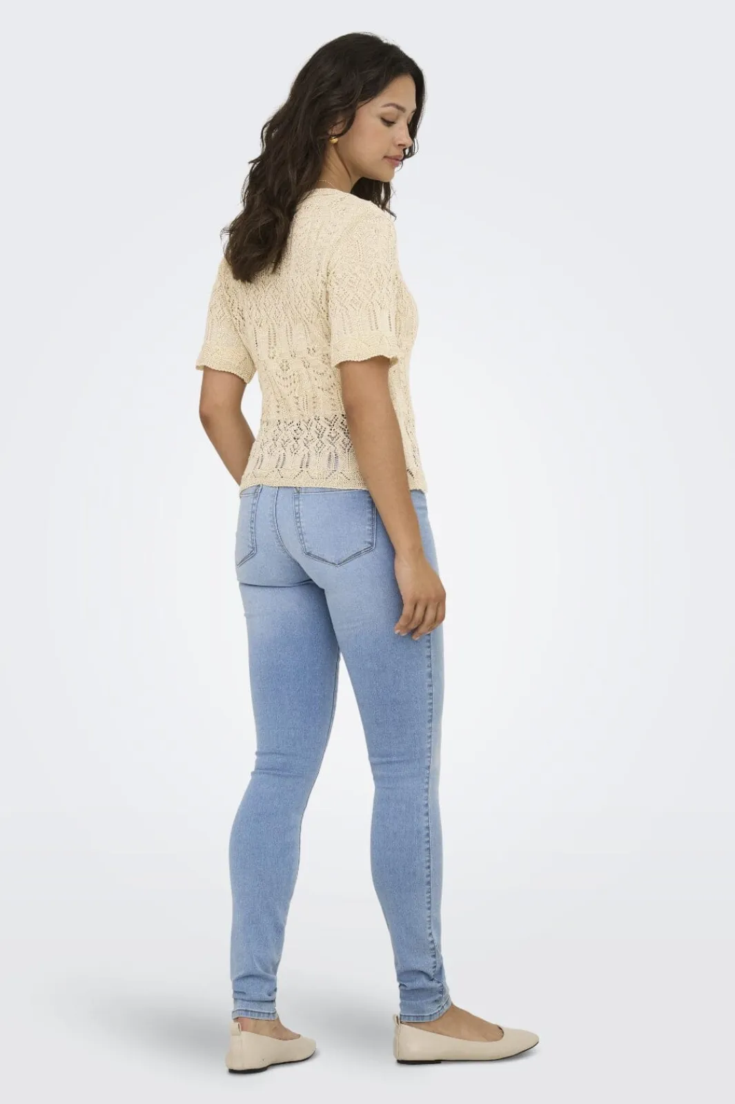 Only T-Shirts & Toppe|Ammevenligt Tøj<Onllovely Ss Glitter Button Top Knt