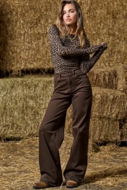 Onlmadison Blush Wide Brown Cro11 Bukser, Jeans & Leggings