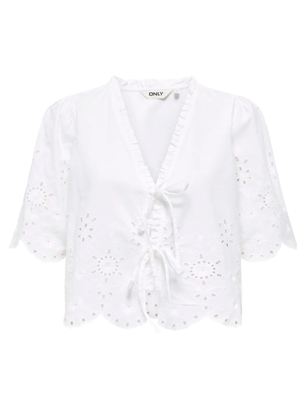 Only T-Shirts & Toppe|Ammevenligt Tøj<Onlmiffy S/S Emb Tie Top