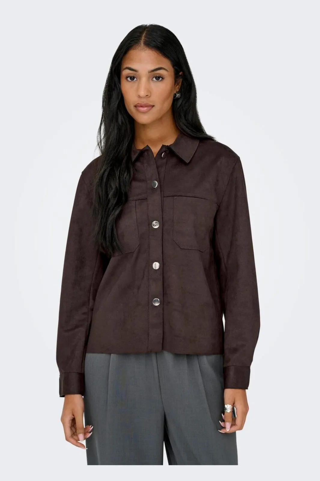 Hot Onlmira L/S Faux Suede Shirt Bluser & Skjorter|Ammevenligt Tøj