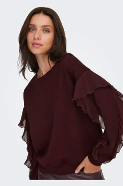Discount Onlscarlet L/S Flounce Swt Sweatsæt & Comfy Wear|Bluser & Skjorter