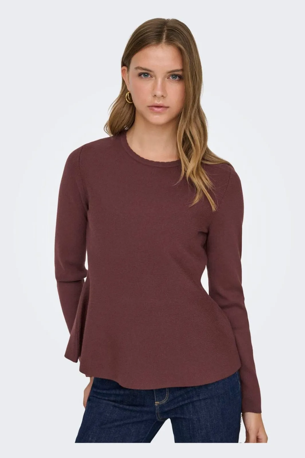 Only Strik|Bluser & Skjorter<Onlvilda Ls Peplum O-Neck Knt