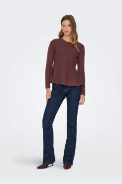 Only Strik|Bluser & Skjorter<Onlvilda Ls Peplum O-Neck Knt