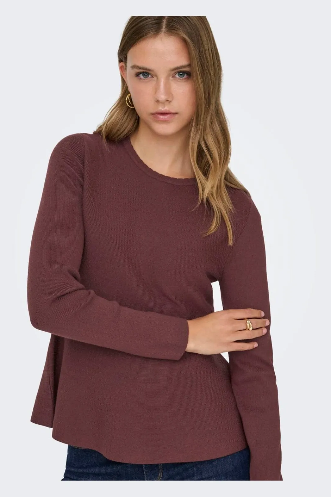Only Strik|Bluser & Skjorter<Onlvilda Ls Peplum O-Neck Knt