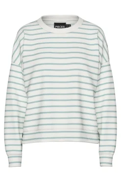 Pieces Bluser & Skjorter|Sweatsæt & Comfy Wear<Pcchilli Ls Sweat Stripes 17146886
