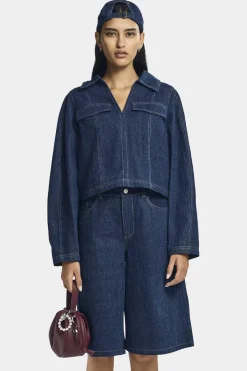Clearance Pcfabia Ls V-Neck Denim Top Fsy Overtøj & Jakker