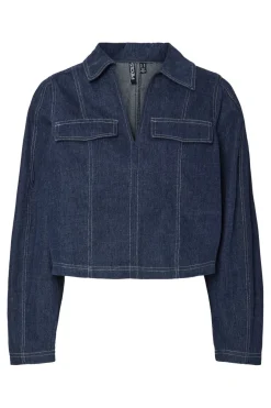 Clearance Pcfabia Ls V-Neck Denim Top Fsy Overtøj & Jakker