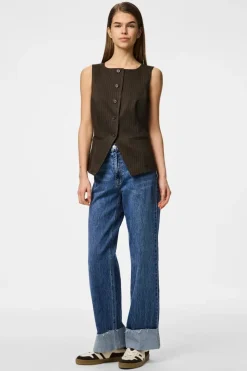 Pieces Sæt 🛍️|Veste<Pcfalka Sl Pinstriped Vest Fsy