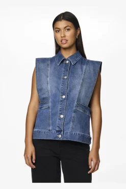 Pieces Sæt 🛍️|Veste<Pcfemma Loose Denim Vest Fsy