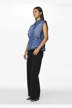 Pieces Sæt 🛍️|Veste<Pcfemma Loose Denim Vest Fsy