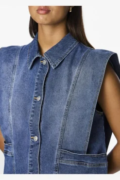 Pieces Sæt 🛍️|Veste<Pcfemma Loose Denim Vest Fsy