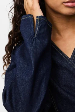 Pieces Bluser & Skjorter<Pcfenna Ls Denim Wrap Shirt Fsy